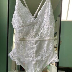 NWT white lace bodysuit
